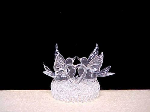 Birds wedding cake top all genuine hand blown glass with a heart.