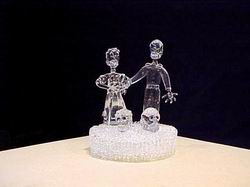 solid glass skeletons cake topper with solid glass skulls
