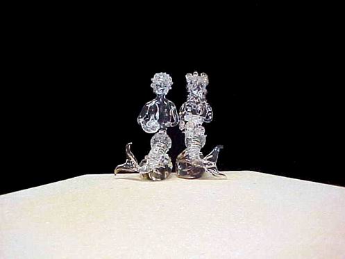 Mermaid and merman wedding cake top figurines all genuine handblown glass.