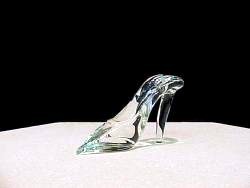 very large solid glass slipper with a medium-size heel