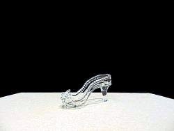 solid glass slipper with a flower in twisted glass sides